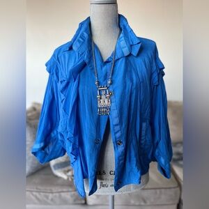 ANOTAH Blue Ruffled Blouse